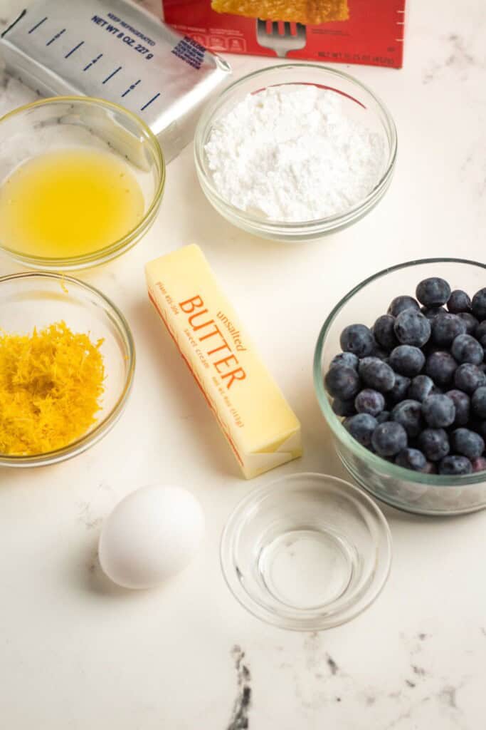 Box mix, oil, butter, fruit and eggs.