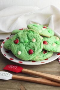 A plate of the christmas cake mix cookies.