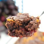 The finished cake mix chocolate cherry cake on a fork.