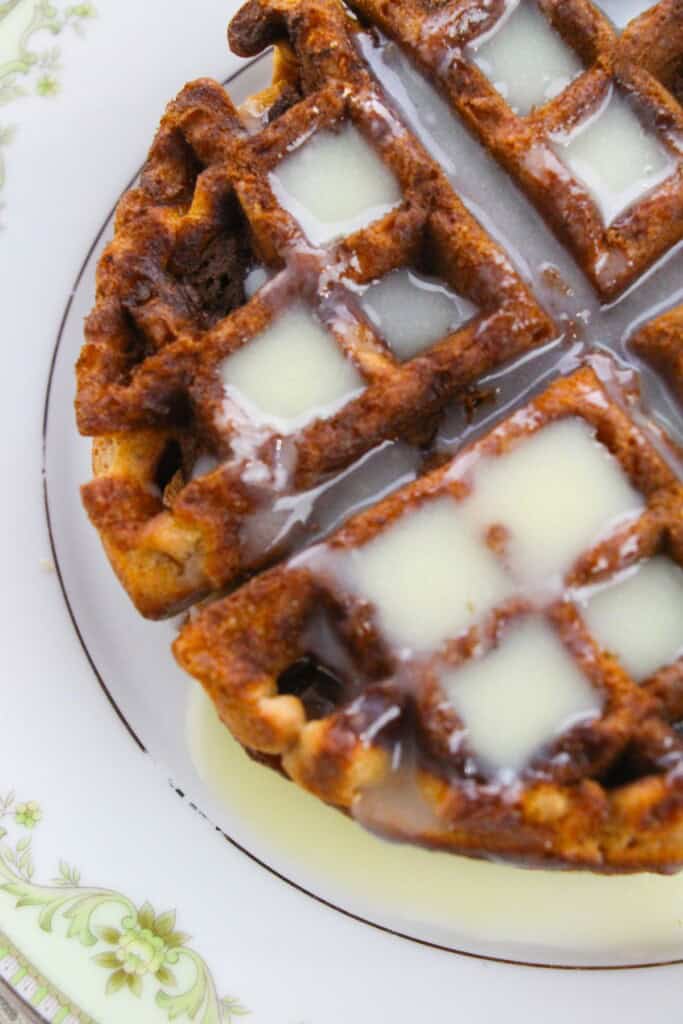 Butter and syrup on the carrot cake waffle.