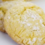 A close up on one of the crinkle cookies.