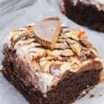 A square of the peanut butter cup cake.