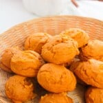 A tray of 2 ingredient pumpkin pie spice cookies.