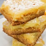 A stack of the dessert on a dish.