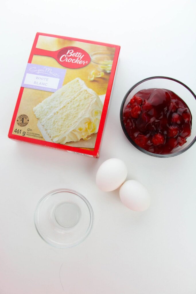 The mix, cherries and whipped cream.
