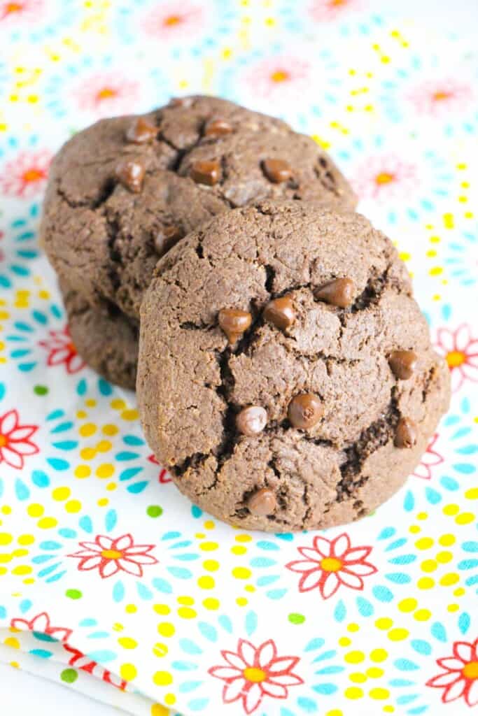 Two chocolate stuffed cookies.