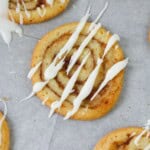 A top shot of the cinnamon roll cookies.