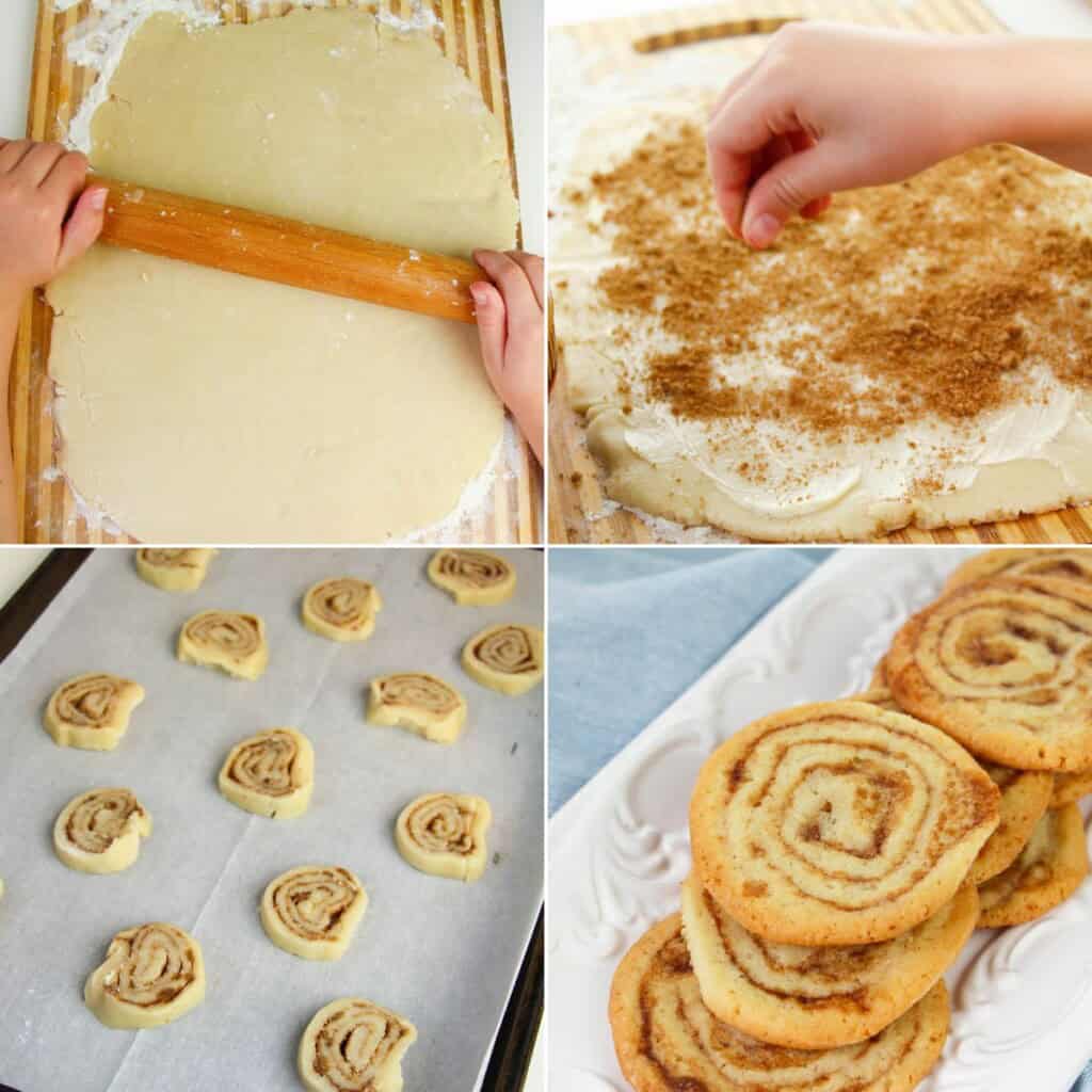 Preparing the treats and placing them on baking sheets.