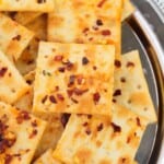 A close up on the crispy crackers.