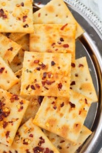 A close up on the crispy crackers.