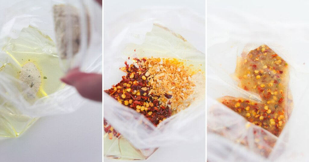 Mixing the ingredients to make the seasoned crackers.