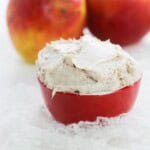 Apples spread with the cream cheese spread on top.