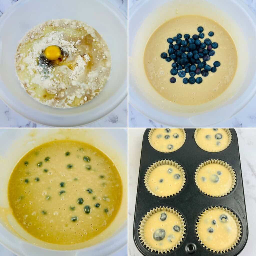 Making the mix and baking in the tins.