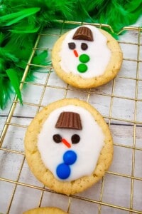 two melting snowman cookies.