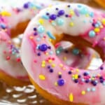 A close up on the sprinkles and the icing.