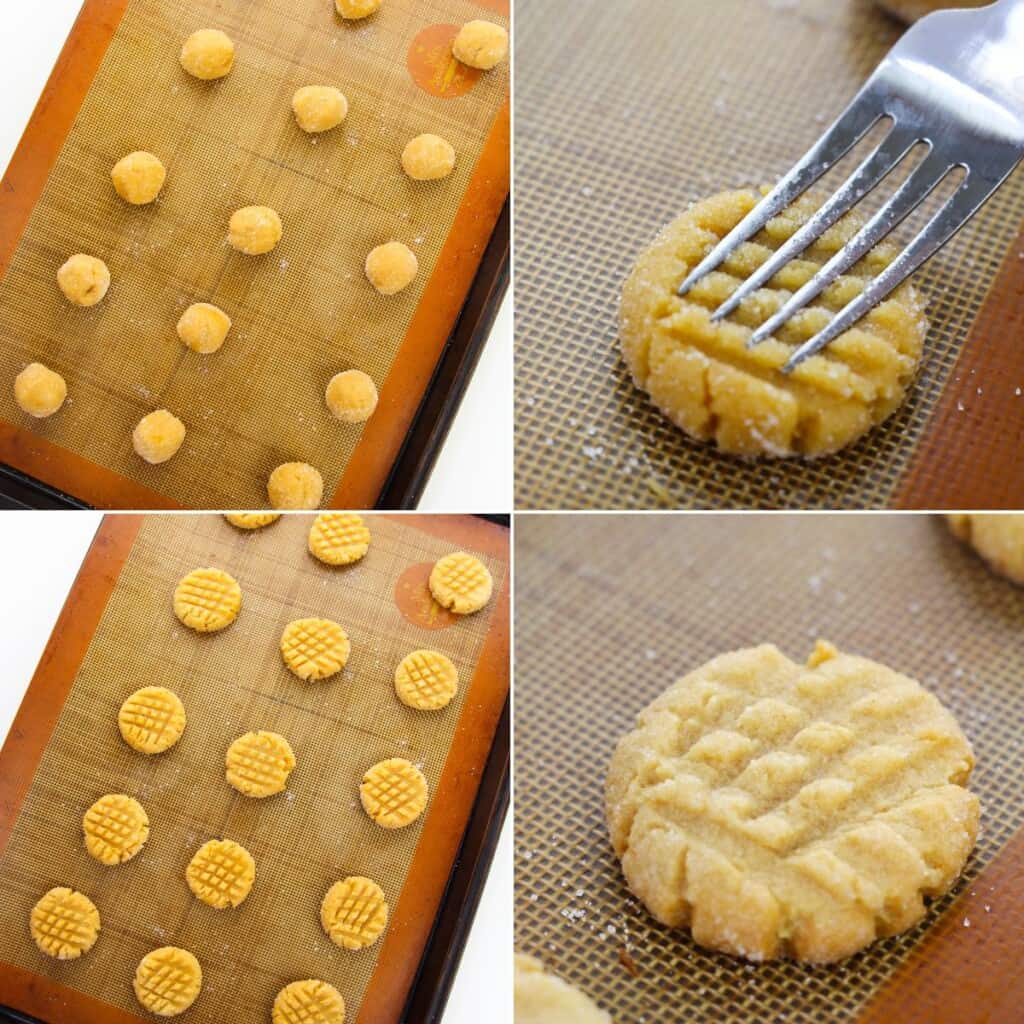 Making the cookies and placing them on a tray.