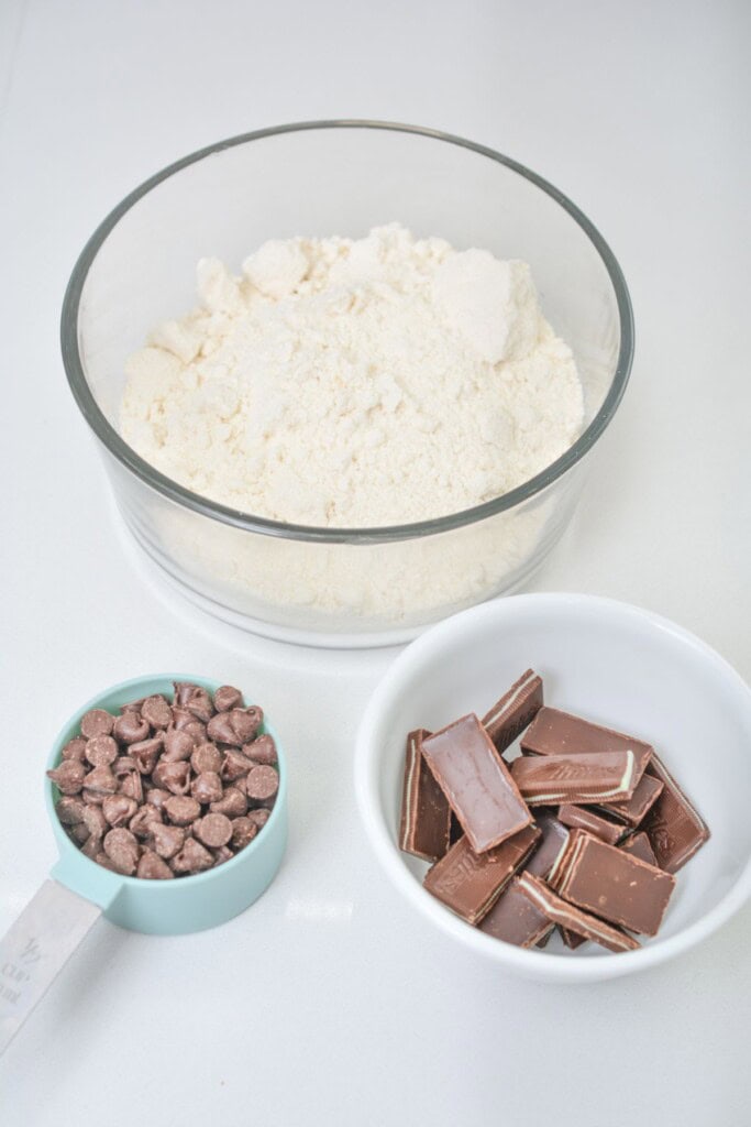 Cake mix, the mint candies and chocolate chips.