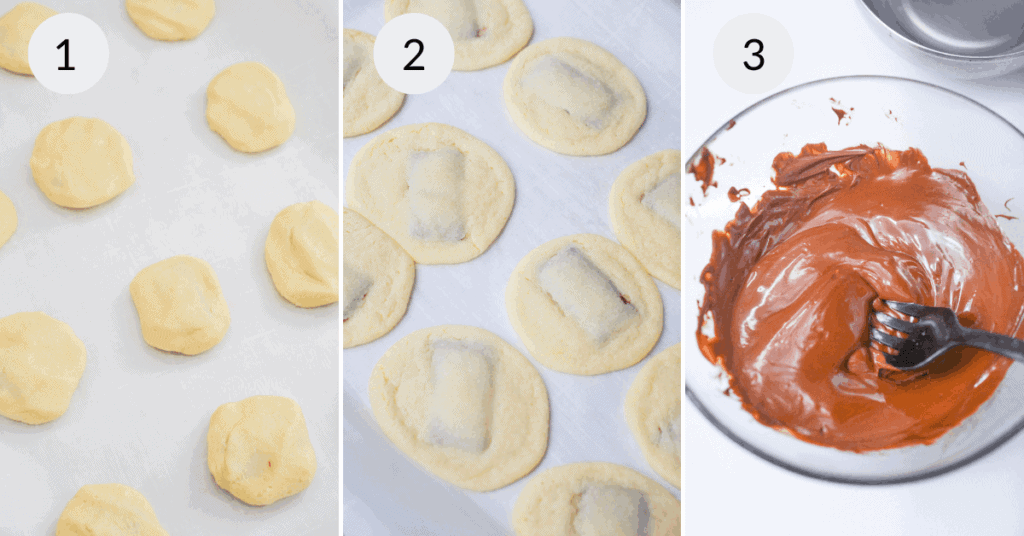 Baking the mint chocolate andes cookies.